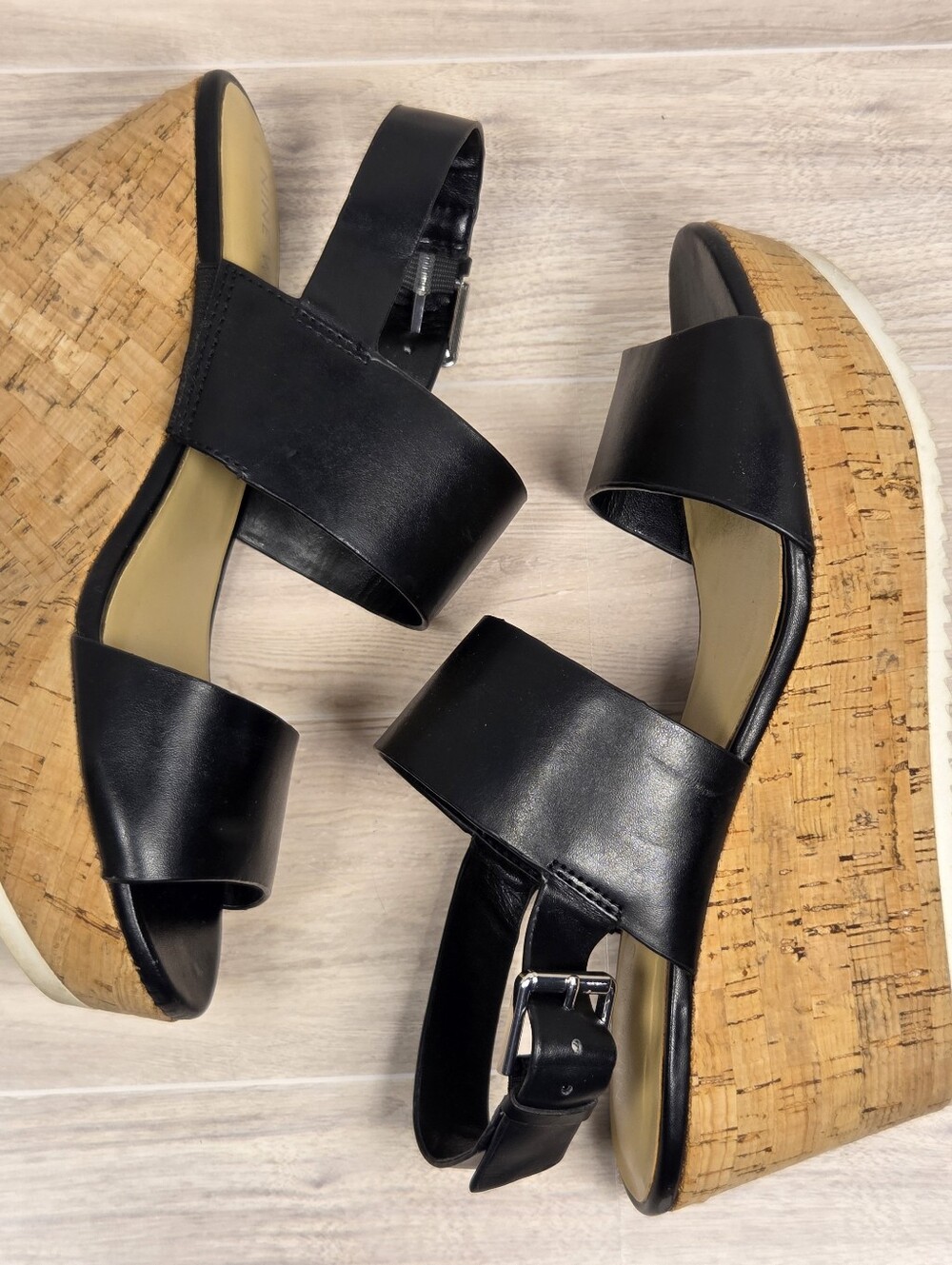 Nine West Dina women's platform wedge sandals in black - Picture 8 of 10